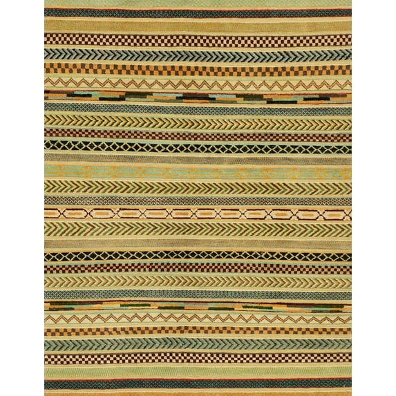 Ahgly Company Machine Washable Indoor Rectangle Abstract Gen Brown Yellow Area Rugs, 7' x 9'
