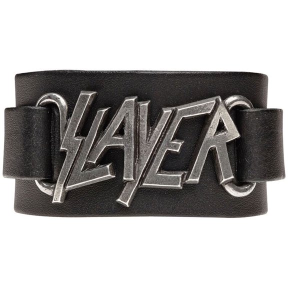 Men's Logo Leather Wriststrap Wristband One Size Black