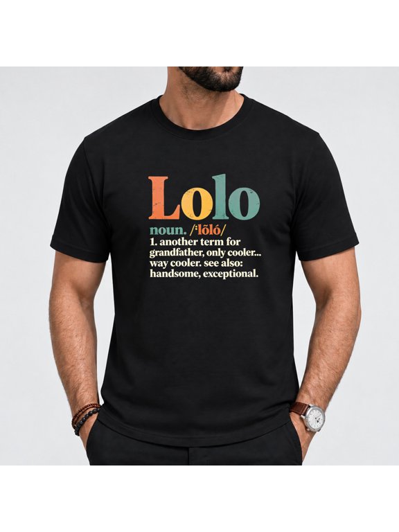 Men's Lolo Definition Print T Shirt, Short Sleeved Casual Cotton Black Tees