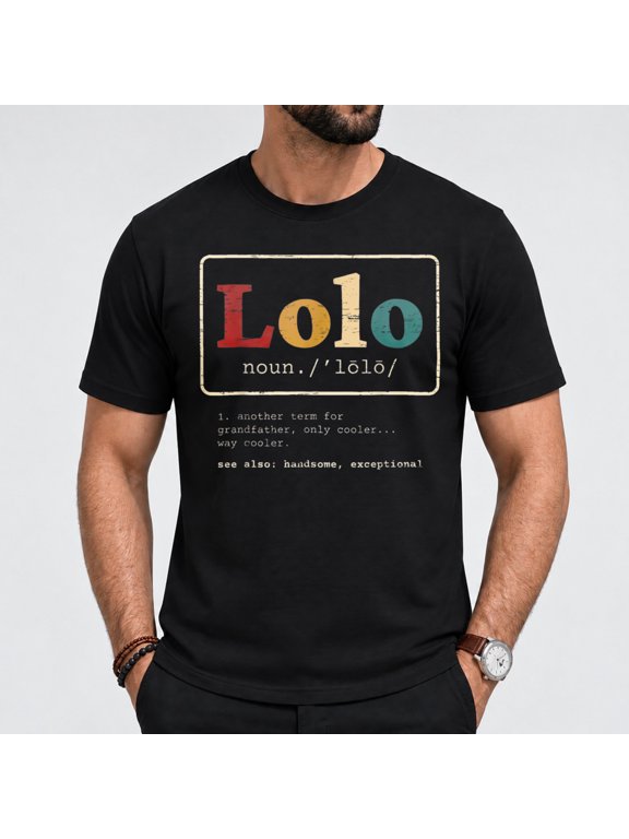 Men's Lolo Noun Definition Funny Gift Graphic T-Shirt, Soft Cotton Short Sleeve Tee