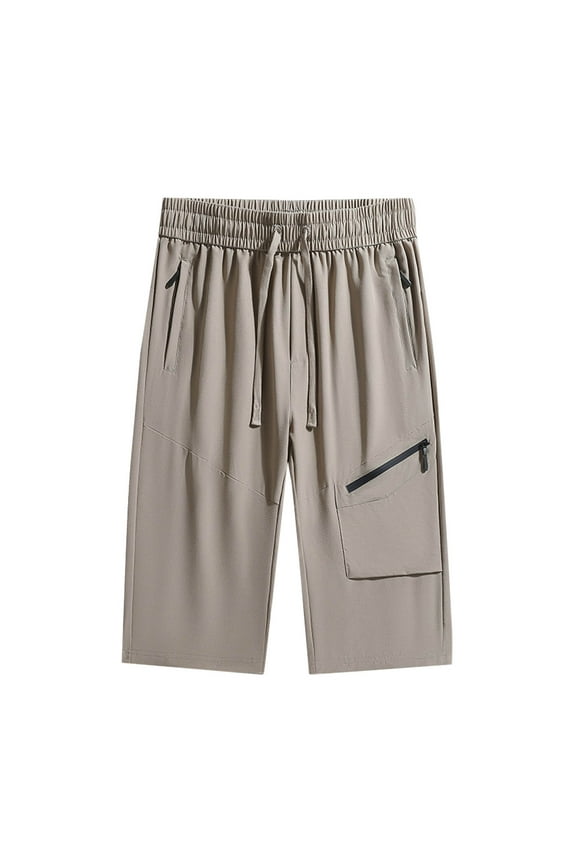 Men's Long Athletic Shorts Elastic Waist Drawstring Basketball Gym Quick Dry Shorts with Pockets