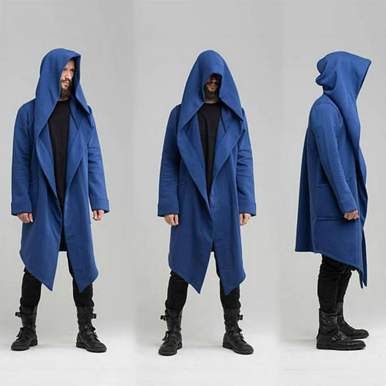 Men's Long Cloak Cape Coat Loose Hoodie Jackets PunK Trench Gothic Cosplay  