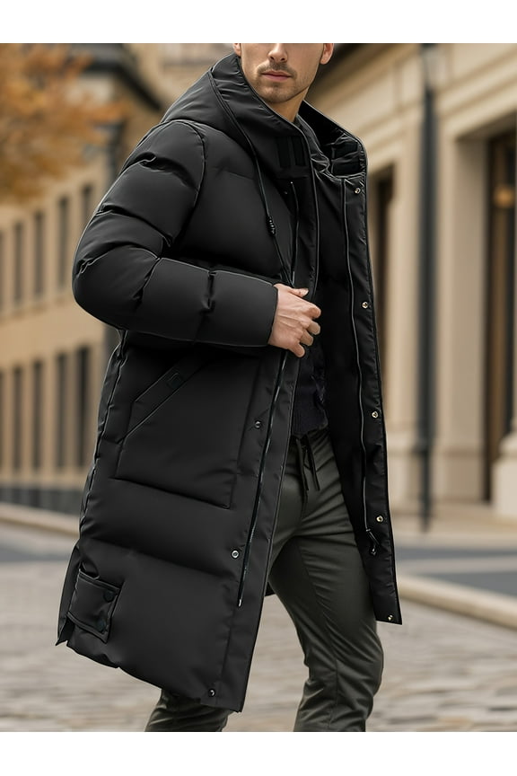 Men's Long Coats Winter Puffer Jacket Hooded Thicken Warm zipper fashion Snow Parka for men