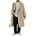 thumbnail image 1 of Men's Long Double Overcoat Solid Windproof Warm Trench Anorak Jacket For Outdoor Casual Daily Wear, 1 of 4