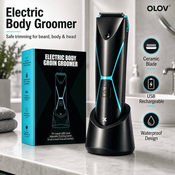 Mens Long-Handle Back Shaver with Replacement Blade Head, Ergonomic Non-Slip Grip and Extended Reach for Full-Body Grooming