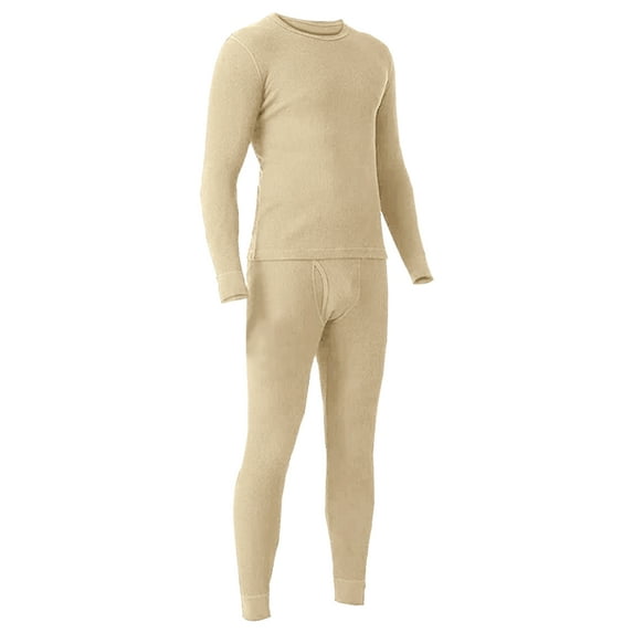 Men's Long Johns Thermal Winter Fleece Lined Cotton Top Bottom Underwear 2 Pcs Set