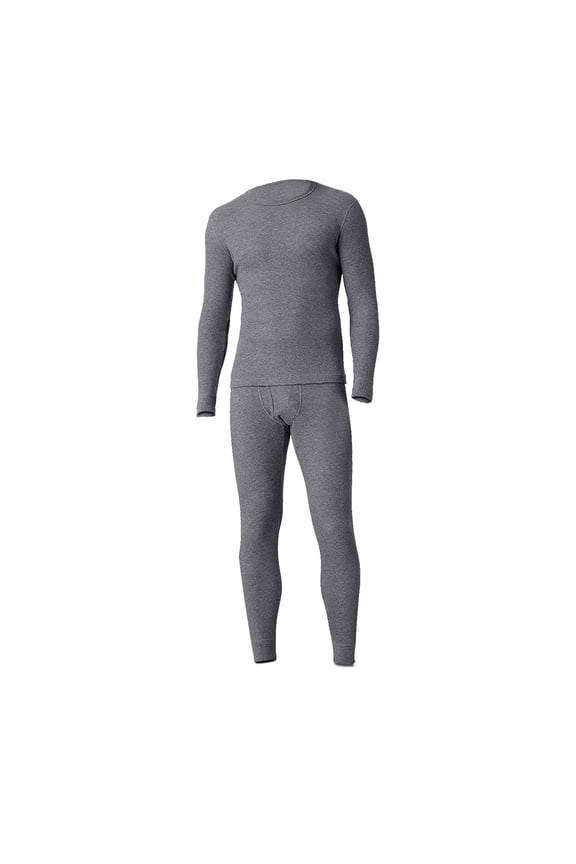 Men's Long Johns Waffle Knit Thermal Winter Cotton Top Bottom Underwear 2 Pcs Set