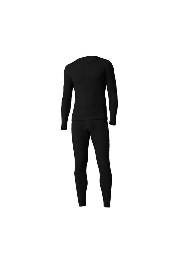 Men's Long Johns Waffle Knit Thermal Winter Cotton Top Bottom Underwear 2 Pcs Set