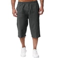 thumbnail image 1 of Men's Long Linen Shorts 3/4 Length Lounge Lounge Shorts Capri Pant (Grey XXL), 1 of 5