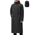thumbnail image 1 of Men's Long Rain Coat Windproof Hooded Jacket Color Extended-Length Tops Waterproof Long-Sleeved Packable Outdoor Hooded Raincoat Fall Jackets for Men Trendy Black 3XL, 1 of 9