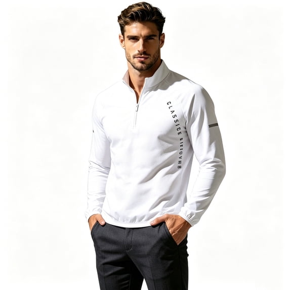 Men's Long Sleeve 1/4 Zip Sun Protection Shirts Athletic Casual Golf Mock Neck Rash Guard Pullover