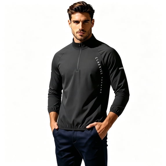 Men's Long Sleeve 1/4 Zip Sun Protection Shirts Athletic Casual Golf Mock Neck Rash Guard Pullover