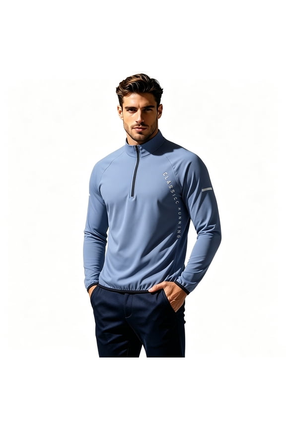 Men's Long Sleeve 1/4 Zip Sun Protection Shirts Athletic Casual Golf Mock Neck Rash Guard Pullover