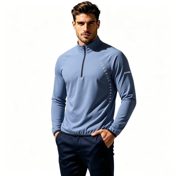 Men's Long Sleeve 1/4 Zip Sun Protection Shirts Athletic Casual Golf Mock Neck Rash Guard Pullover