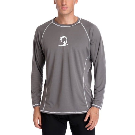 Men's Long Sleeve Active Rashguard Shirts Solid Workout Top Sports Tee UPF 50+