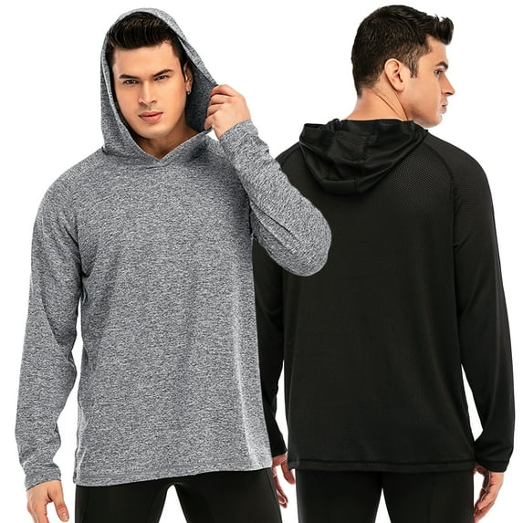 Men's Long Sleeve Athletic Hoodies Sport Sweatshirt Solid Color Fashion Pullover Running Shirts