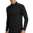 thumbnail image 1 of Men's Long Sleeve Athletic Shirts 1/4 Pullover Zip Quick Dry Sun Protection Rash Guard UPF 50+ Outdoor Running T-Shirts with Zipper Pocket Big and Tall Size 4XL Black, 1 of 9