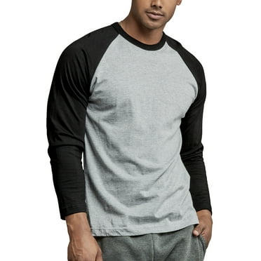 Men's Long Sleeve Baseball T-Shirt Jersey Raglan Two-Tone Active Tee