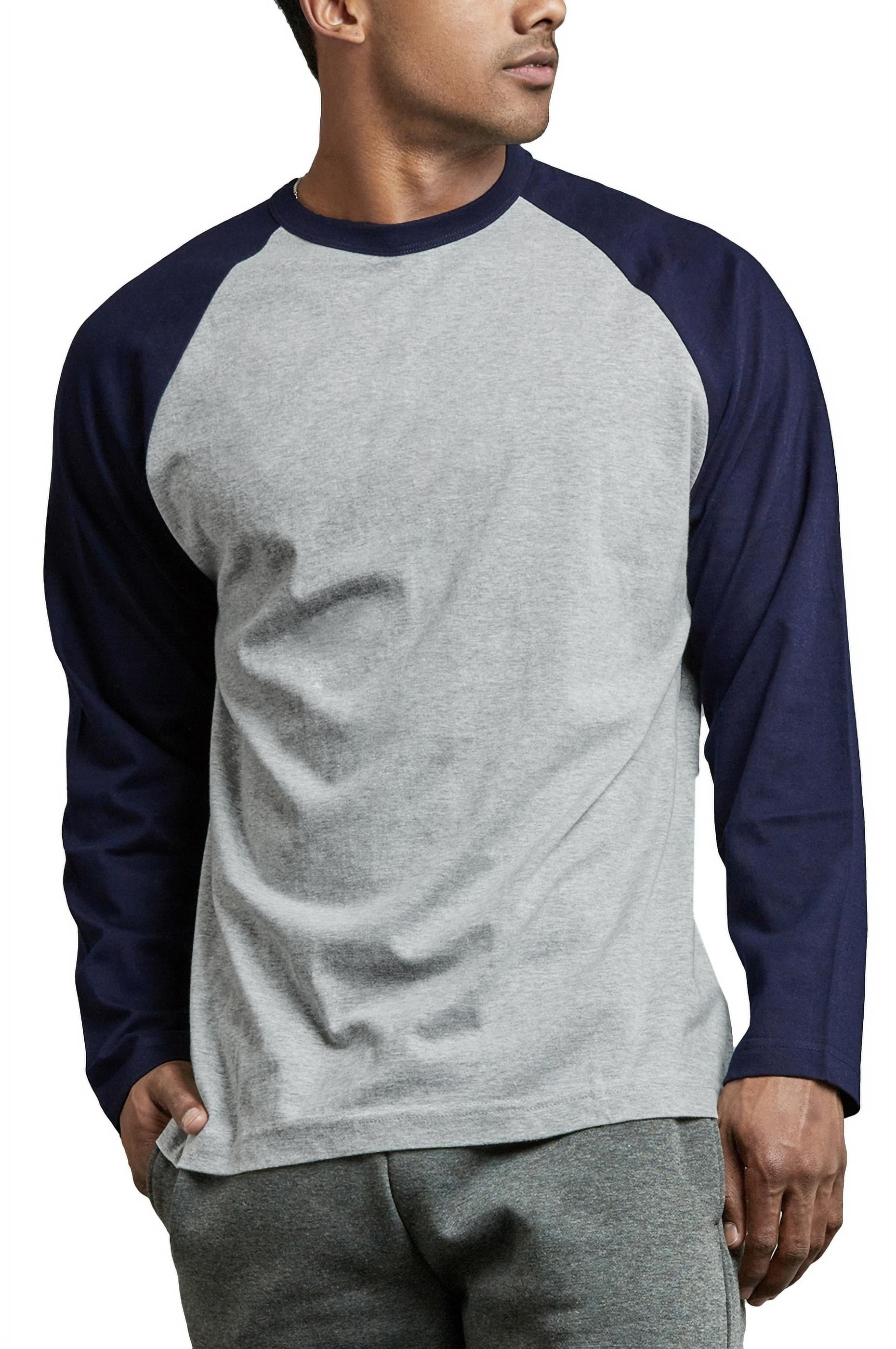 Mens Long Sleeve Raglan T-Shirt Baseball Team Teen Tee Fashion Crew Neck  S-2X