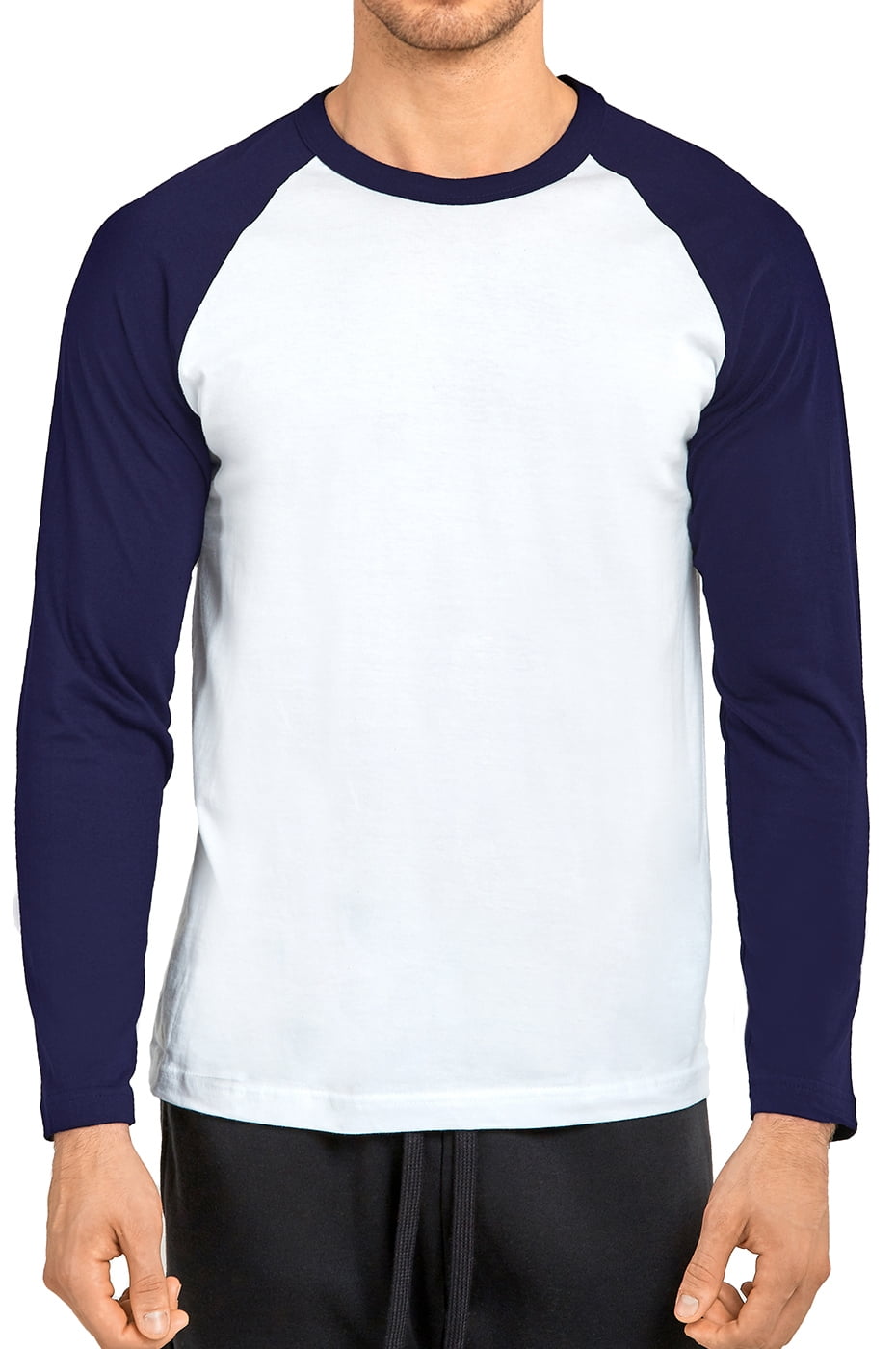 Men's Long Sleeve Baseball T-Shirt Jersey Raglan Two-Tone Active Tee ...