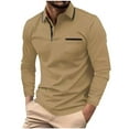 thumbnail image 1 of Men's Long Sleeve Basic Shirts Casual Quarter Button Slim Fit Cotton Tee Shirts Lightweight Tops Easy Care Blouses (S, Khaki), 1 of 2