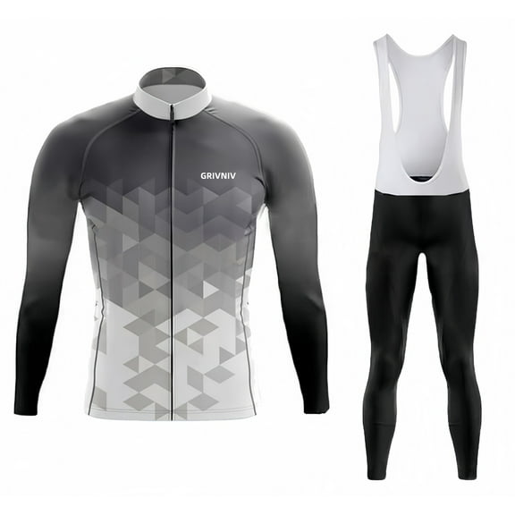 Men's Long Sleeve Bib Padded Cycling Jersey Set - Quick-Dry Breathable for Road & Mountain Biking