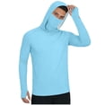 thumbnail image 1 of Men's Long Sleeve Big & Tall UPF 50+ Sun Protection Hoodie Raglan Muscle Fit Hooded Workout Shirt Quick Dry Athletic Rash Guard with Face Mask Thumbholes for Hiking Fishing, 1 of 8