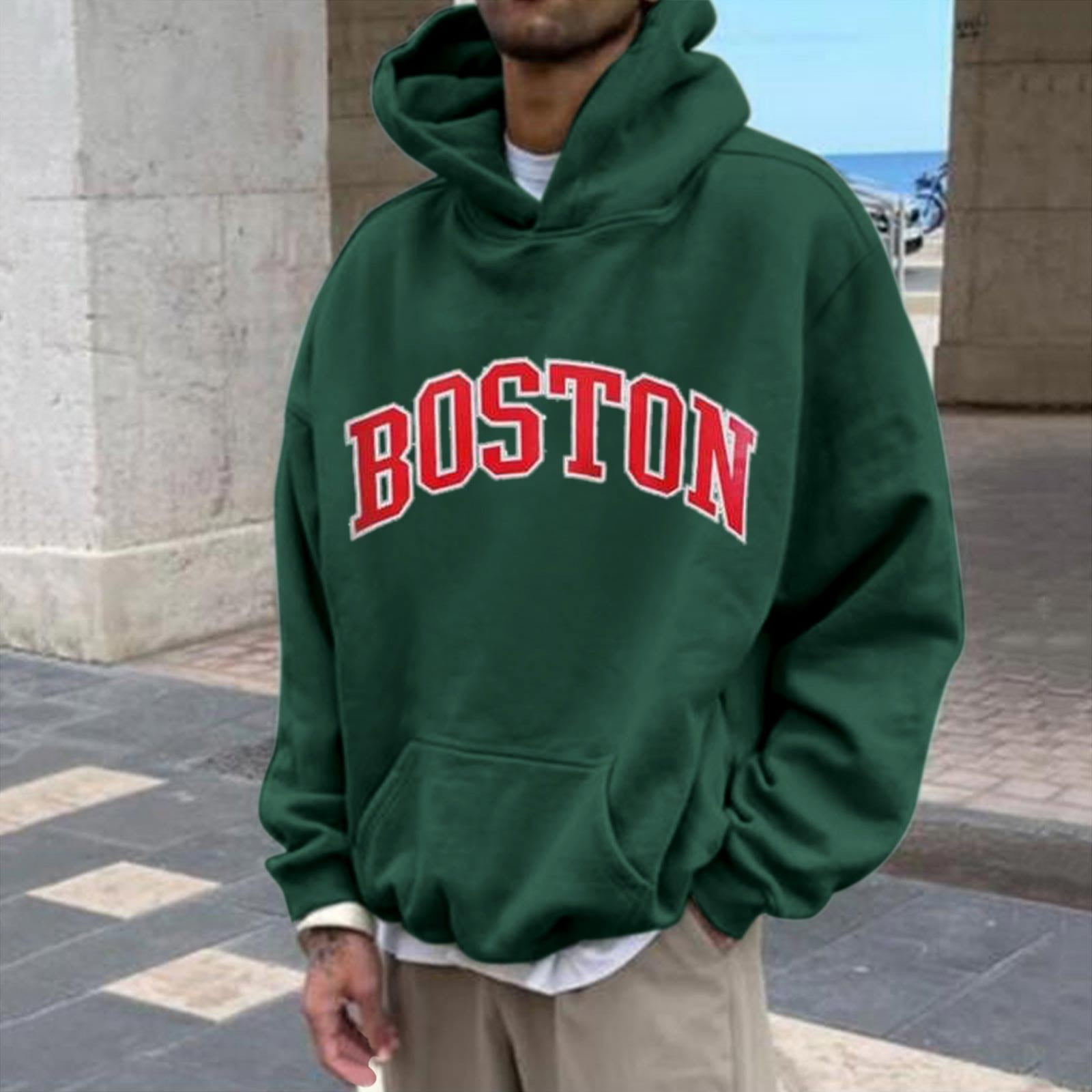 Men's Long Sleeve Boston Sweatshirts Oversized Lightweight Pullover Casual Hooded Sweater Printed Coat Casual Tops Casual Hoodies , S-3XL