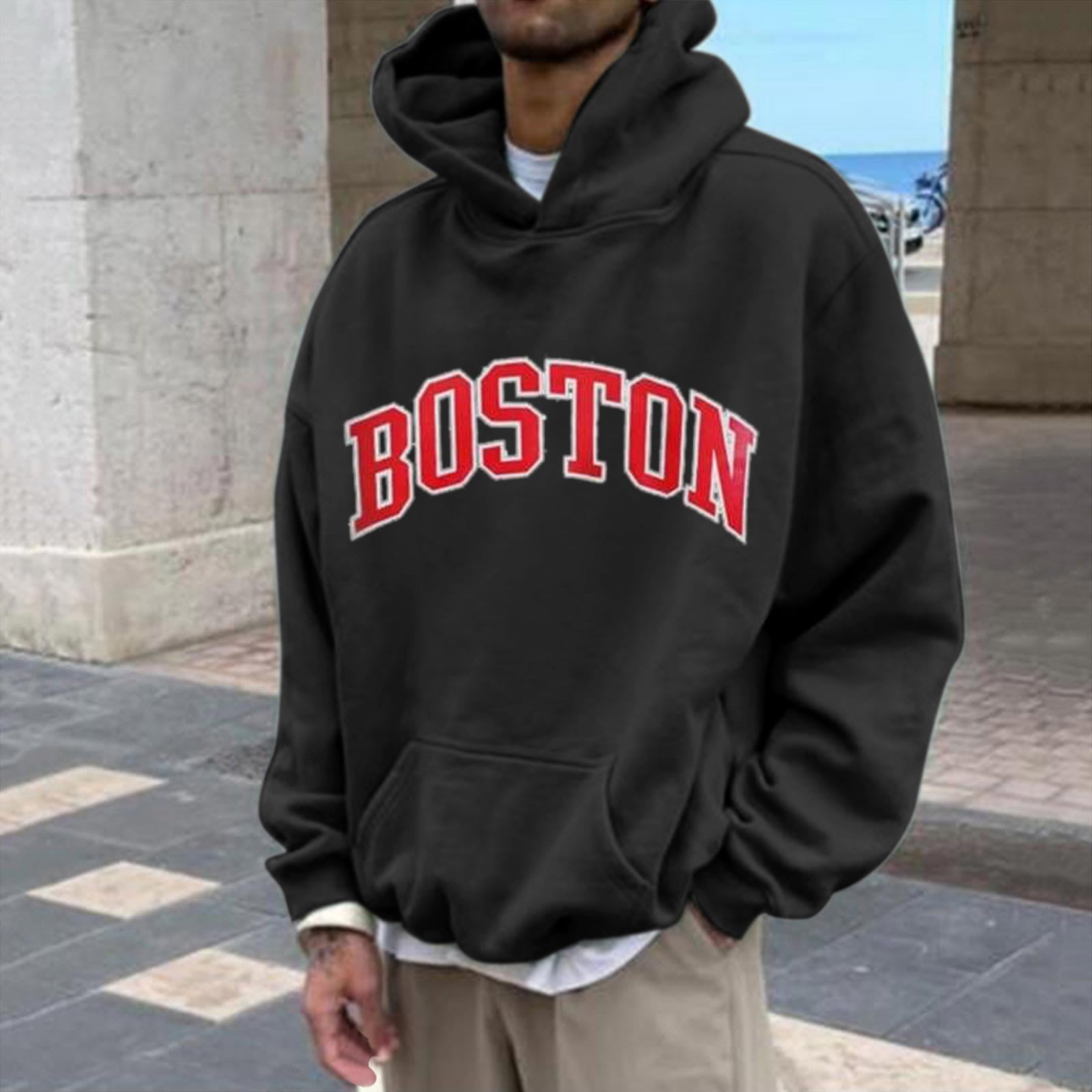 Men's Long Sleeve Boston Sweatshirts Oversized Lightweight Pullover Casual Hooded Sweater Printed Coat Casual Tops Casual Hoodies , S-3XL