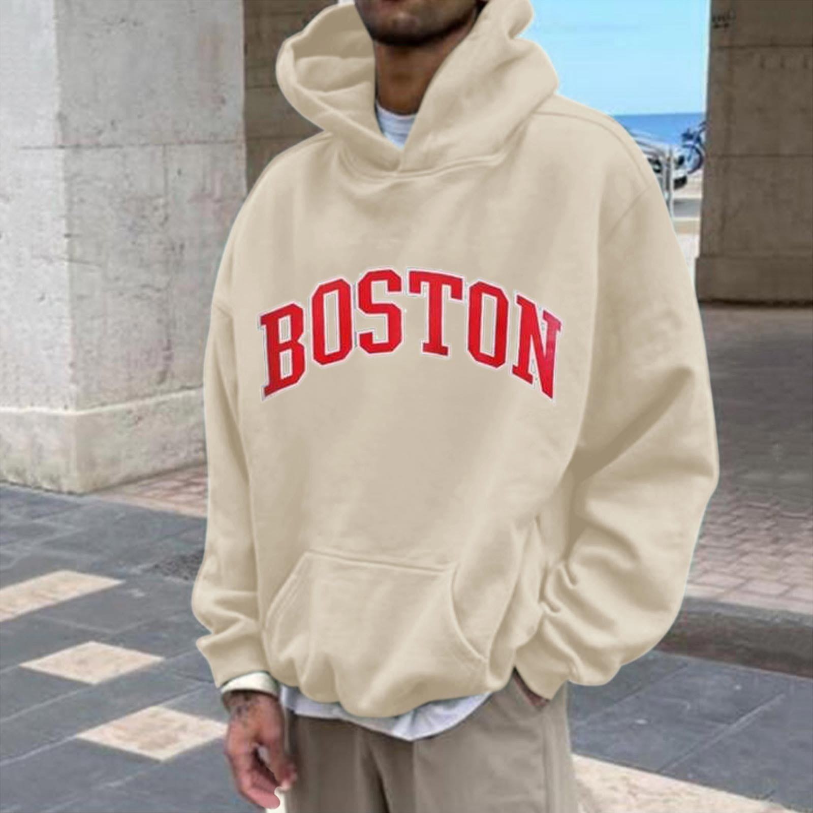 Men's Long Sleeve Boston Sweatshirts Oversized Lightweight Pullover Casual Hooded Sweater Printed Coat Casual Tops Casual Hoodies , S-3XL