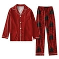 thumbnail image 1 of Men’s Long Sleeve Button Down Pajama Set, Soft Red Sleepwear with Halloween Castle Print Pants, Comfortable Loungewear, 1 of 4