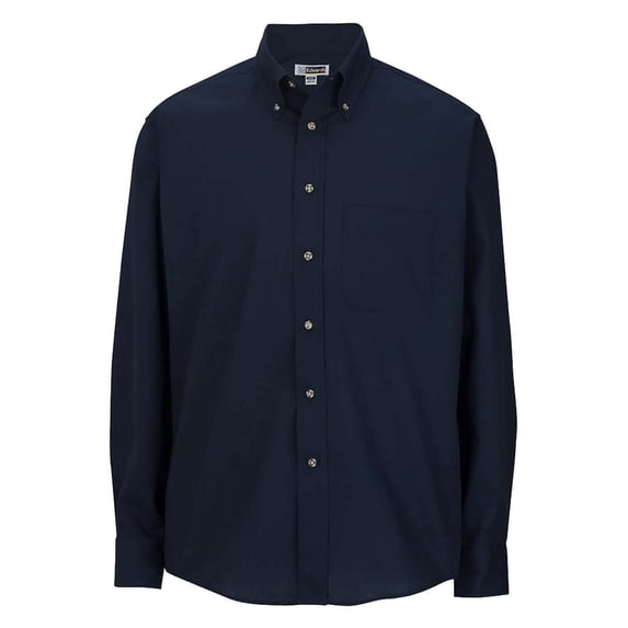 Men's Long Sleeve Button Down Poplin Shirt, NAVY, Large 33