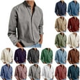 thumbnail image 1 of Men's Long Sleeve Button Down Shirt Casual Cotton Linen Blend Solid Color Lightweight Shirt, 1 of 6