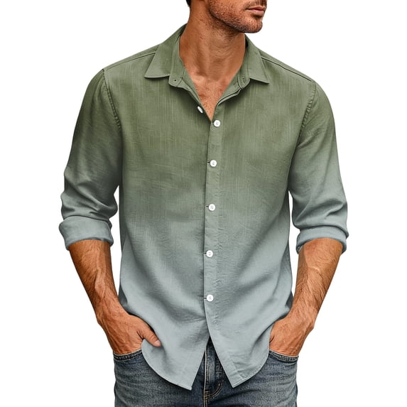 Men's Long Sleeve Button Down Shirt Casual Regular Fit Lapel Collar Office Work Shirts