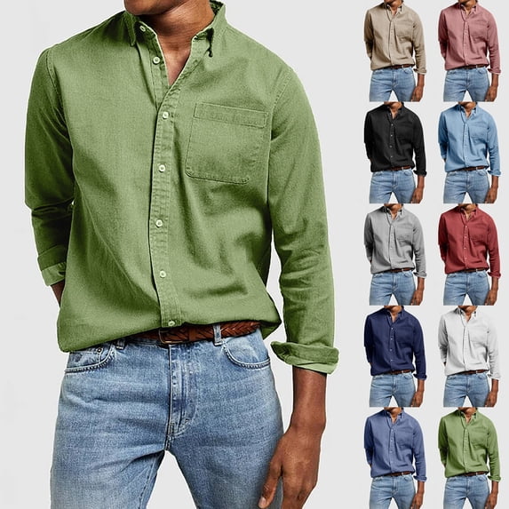 Men's Long Sleeve Button Down Shirt Casual Untucked Shirts Summer Beach Tops in Regular Fit Pink Xl
