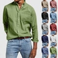 thumbnail image 1 of Men's Long Sleeve Button Down Shirt Casual Untucked Shirts Summer Beach Tops in Regular Fit Red S, 1 of 3