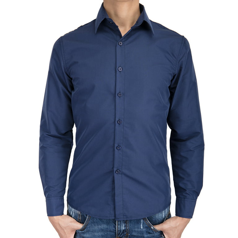 Men's Long Sleeve Button Down Shirt in Custom Fit Lightweight Men Shirt  Breathable Solid Long Sleeve Shirt Dress Shirt Wearhouse Dress Shirts for  Men