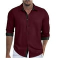 thumbnail image 1 of Men's Long Sleeve Button Down Shirts Casual Untucked Shirts Pocket Dress Shirts Beach Wedding Shirts, 1 of 4