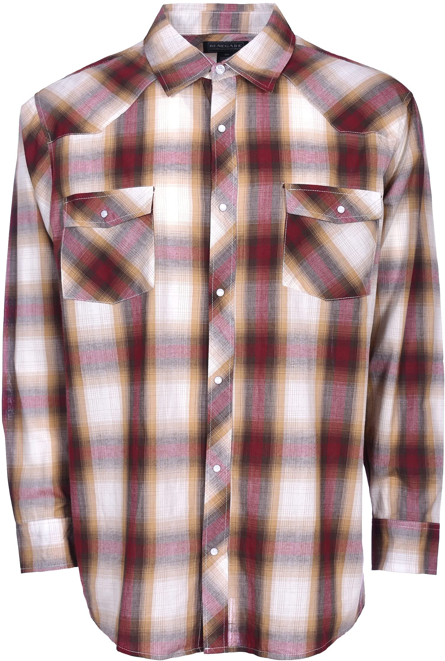 Men's Long Sleeve Button Down Western Shirts Plaid with Pearl Snaps Medium  to 5X 