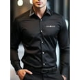 thumbnail image 1 of Men's Long Sleeve Button Down Wrinkle Free Shirt Casual Untucked Stretch Dress Shirts Muscle Fit Shirts Black M L XL XXL 3XL, 1 of 6