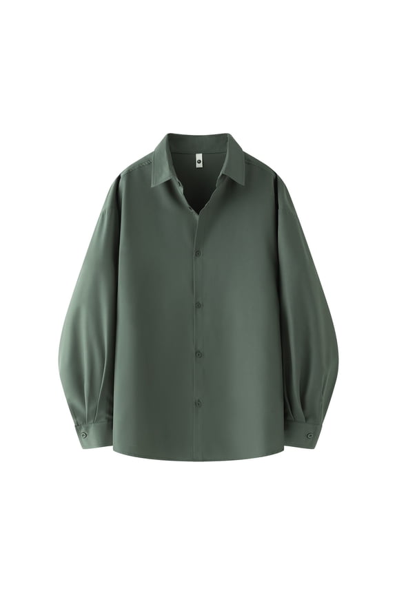 Men's Long Sleeve Button Down Wrinkle Free Shirt Casual Untucked Stretch Dress Shirts Loose Fit Business Dress Blouses Tops