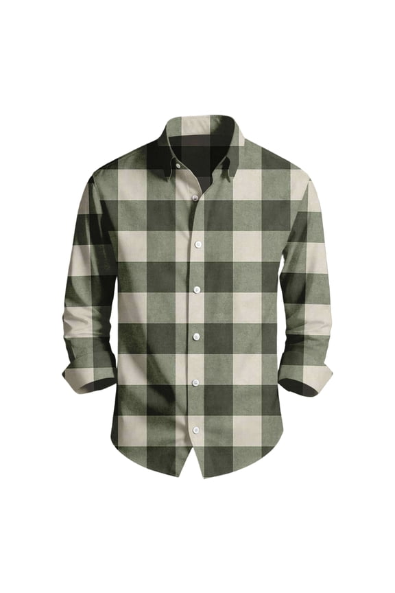 Men's Long Sleeve Button Shirt,Checked Long Sleeve Shirt Vintage Inspired Long Sleeve Top,Smart Casual & Preppy Style | Mens Shirts Long Sleeve