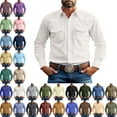 thumbnail image 1 of Men's Long Sleeve Button Up Shirts Fashionable Solid Color Casual Long Sleeve Turndown Collar Blouse Shirt Slim Fit Casual Business Formal Dress Shirt, 1 of 8