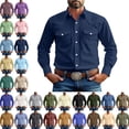 thumbnail image 1 of Men's Long Sleeve Button Up Shirts Fashionable Solid Color Casual Long Sleeve Turndown Collar Blouse Shirt Slim Fit Casual Business Formal Dress Shirt, 1 of 8