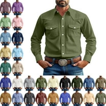 Men's Long Sleeve Button Up Shirts Fashionable Solid Color Casual Long Sleeve Turndown Collar Blouse Shirt Slim Fit Casual Business Formal Dress Shirt