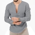 thumbnail image 1 of Men's Long Sleeve Button,V-Neck Long Sleeve Shirt,Cotton Blend for a Preppy or Smart Casual Vintage Look | Men's Button Shirts, 1 of 5