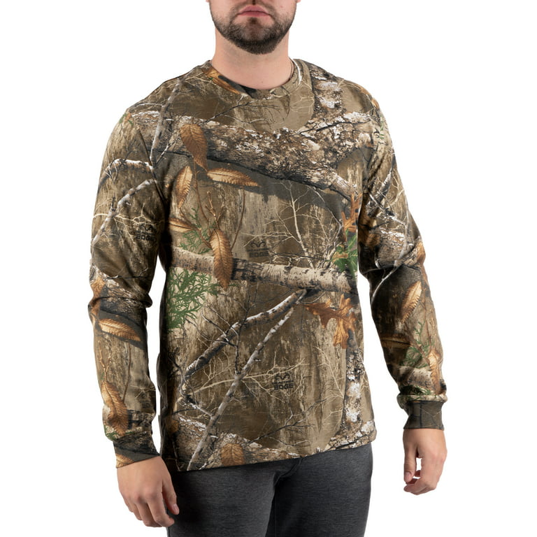 Men's Long Sleeve Camo Tee Scent Control Cotton Shirt by Realtree, Sizes S- 3XL 