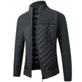 thumbnail image 1 of Men's Long Sleeve Cardigan Sweater Thermal Slim Fit Full Zip Quilted Jacket Business Casual Knit Coats Pocket, 1 of 4