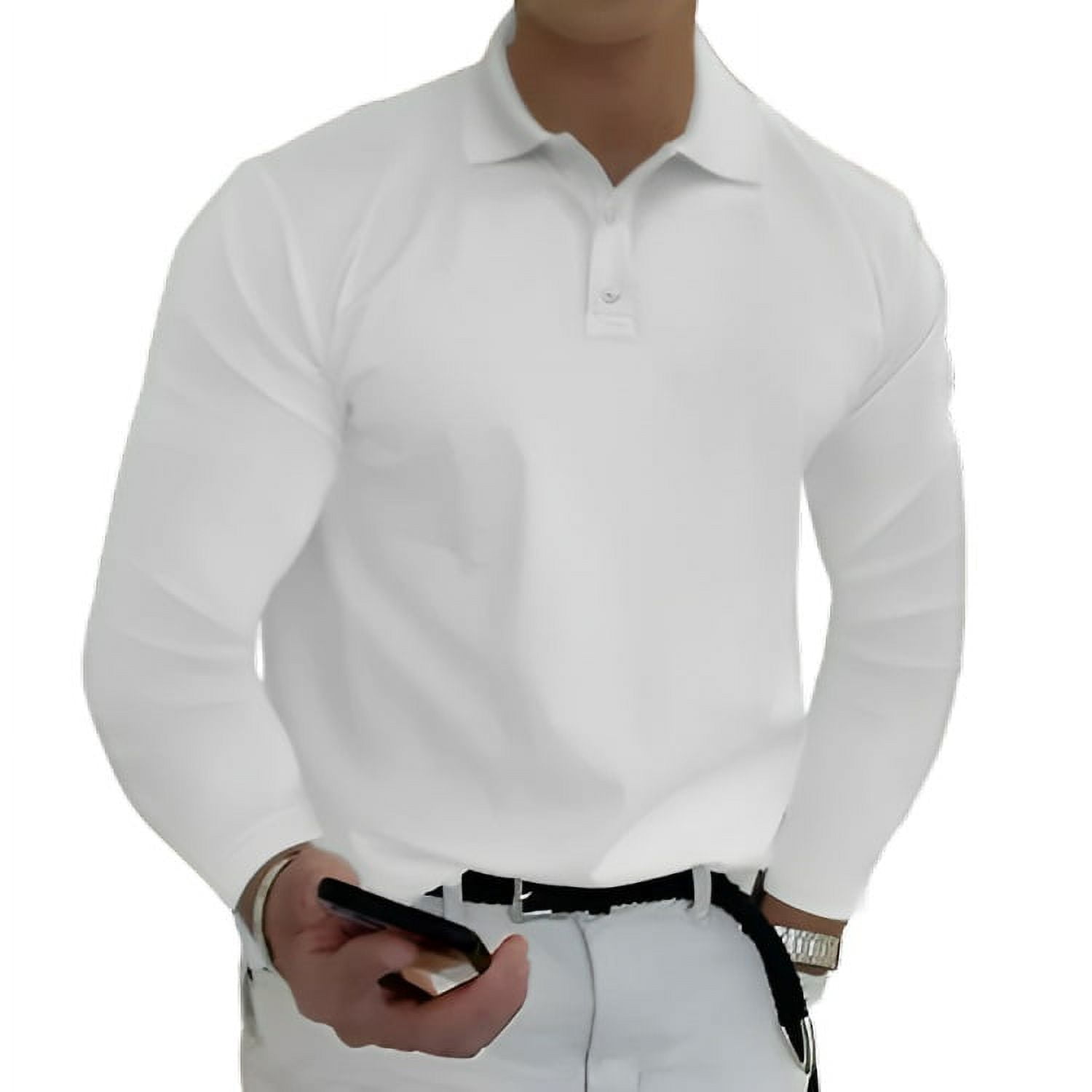 Men's Long Sleeve Casual Solid Golf Polo Shirt 11 Colors