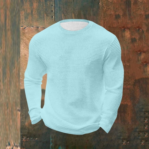 Men's Long Sleeve Casual T-Shirt for Home Fitness and Daily Wear Loose Fit Solid Color Top